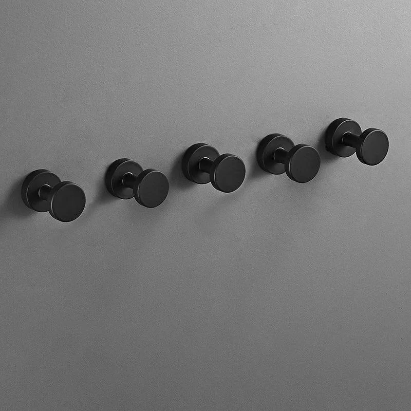 Modern 5-Piece Bathroom Accessory Set, Matte Black/White Robe Hooks -Bathlova