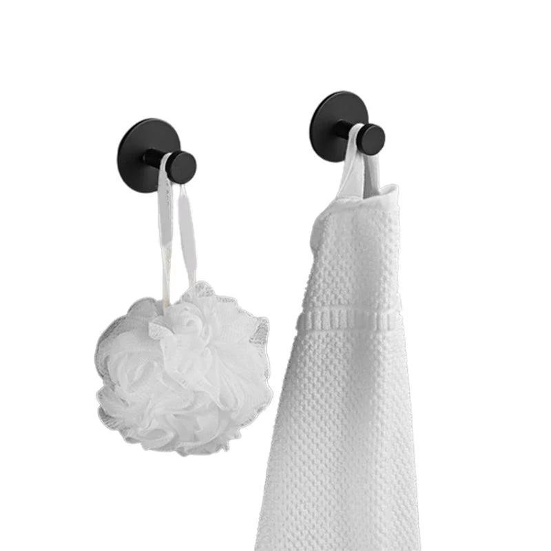 Modern 5-Piece Bathroom Accessory Set, Matte Black/White Robe Hooks -Bathlova