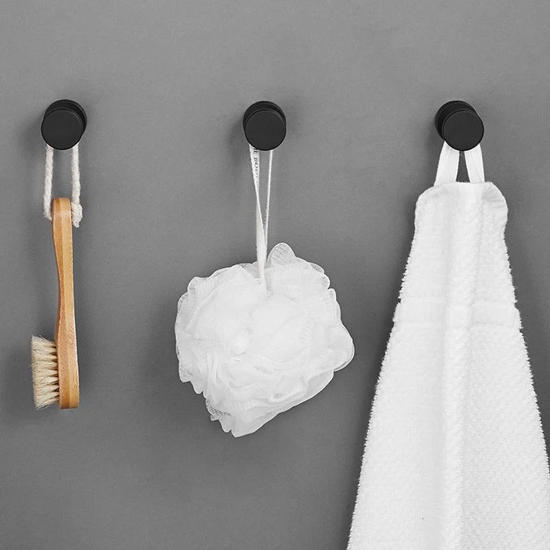 Modern 5-Piece Bathroom Accessory Set, Matte Black/White Robe Hooks -Bathlova