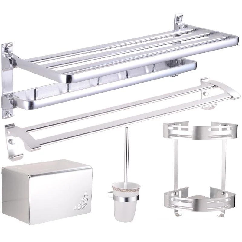 Modern 5 - Piece Bathroom Hardware Set with Triangle Bath Shelf -Bathlova