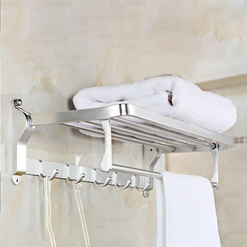 Modern 5/6-Piece Bathroom Accessory Set with Bath Shelf/Robe Hooks/Towel Bar -Bathlova