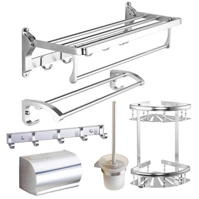 Modern 5/6-Piece Bathroom Accessory Set with Bath Shelf/Robe Hooks/Towel Bar -Bathlova