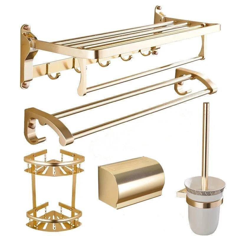 Modern 5/6-Piece Bathroom Accessory Set with Bath Shelf/Robe Hooks/Towel Bar -Bathlova