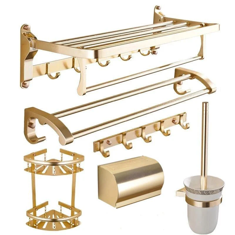 Modern 5/6-Piece Bathroom Accessory Set with Bath Shelf/Robe Hooks/Towel Bar -Bathlova