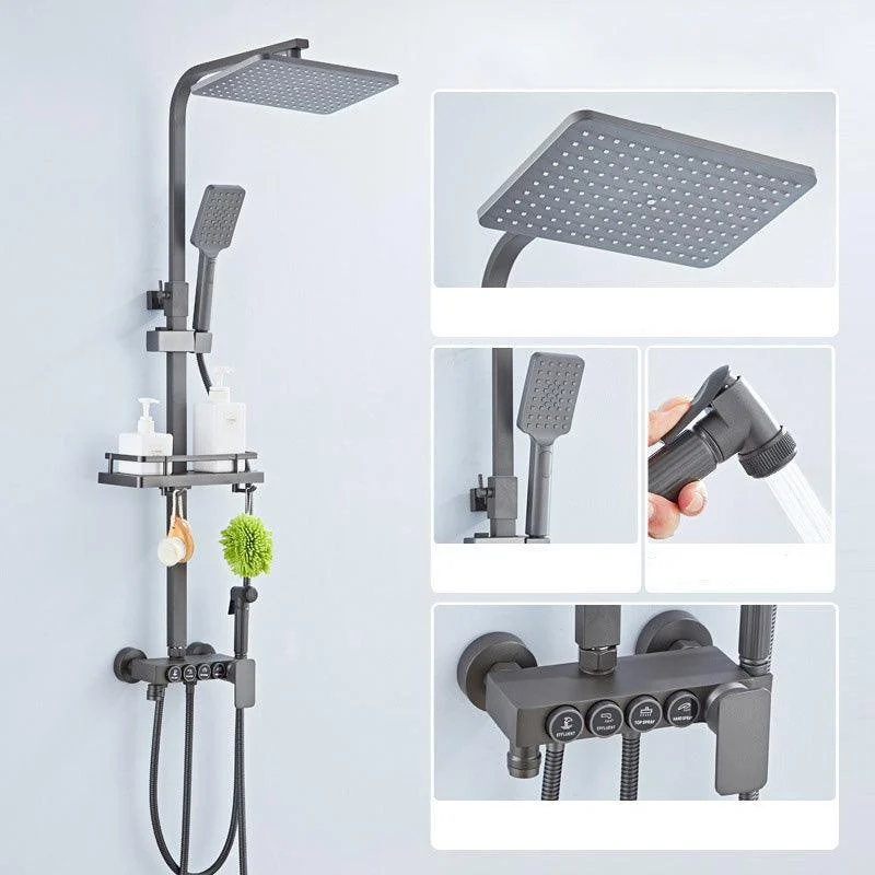 Modern Adjustable Shower Stainless Steel Shower Head Shower Tap on Wall -Bathlova