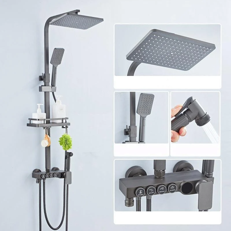 Modern Adjustable Shower Stainless Steel Shower Head Shower Tap on Wall -Bathlova