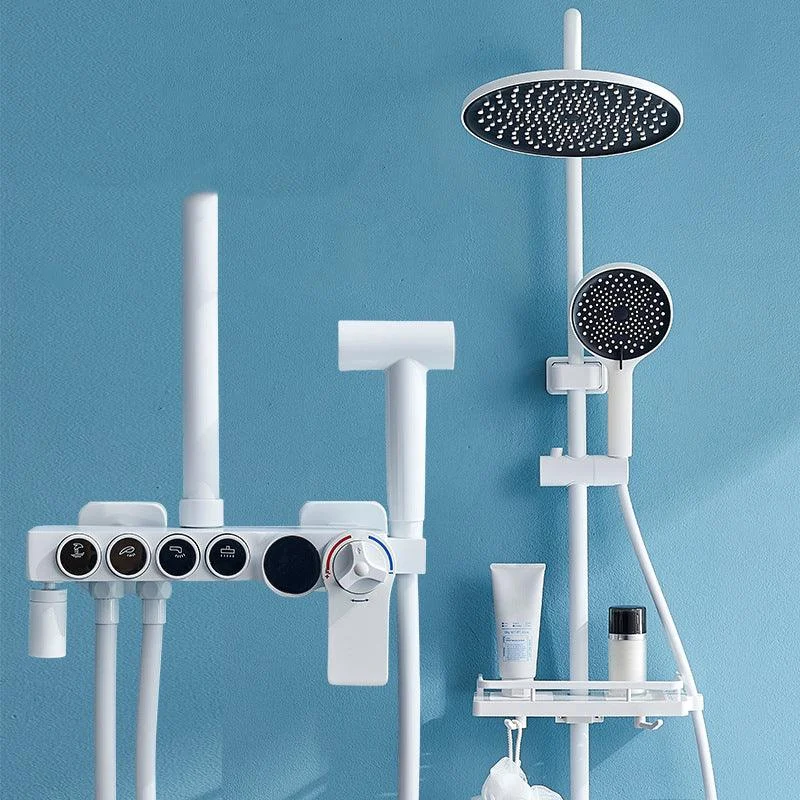 Modern Adjustable Water Flow Shower Tap Hose Shower System on Wall in White -Bathlova