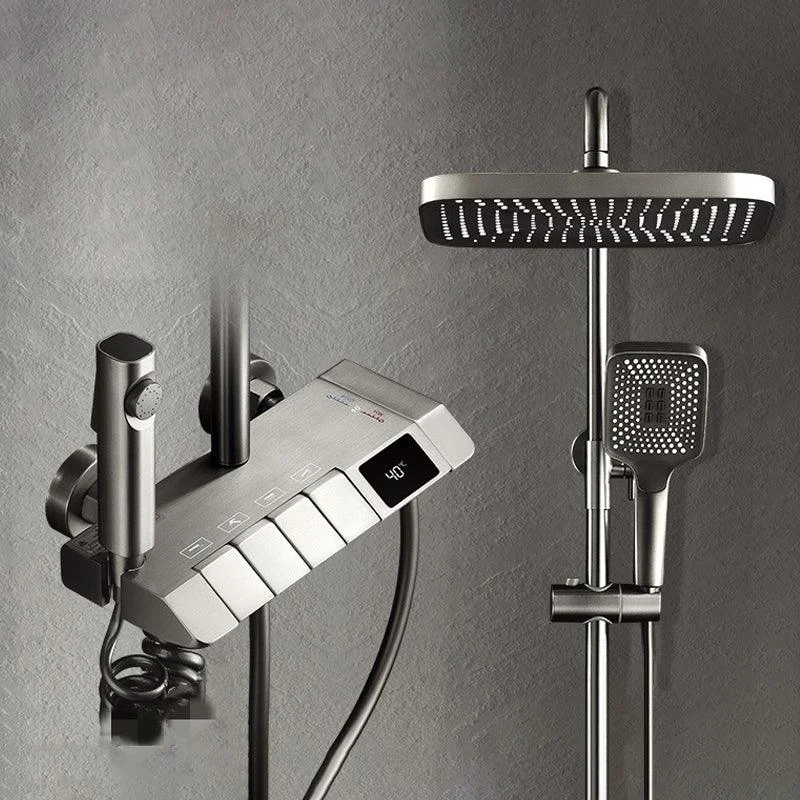 Modern Adjustable Water Flow Square Shower Tap Shower Hose Shower System on Wall -Bathlova