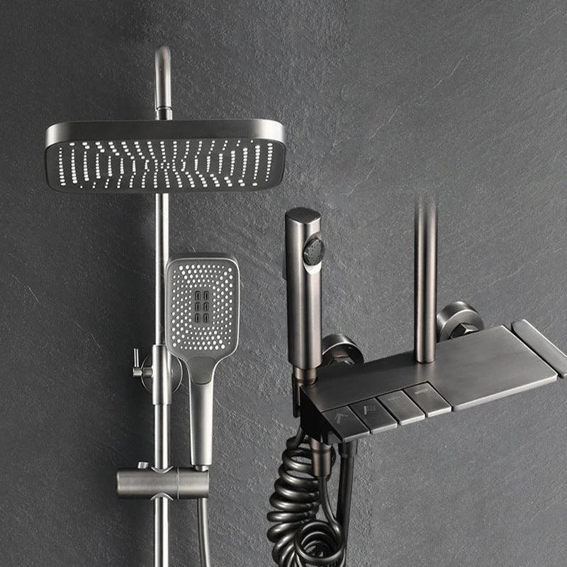 Modern Adjustable Water Flow Square Shower Tap Shower Hose Shower System on Wall -Bathlova