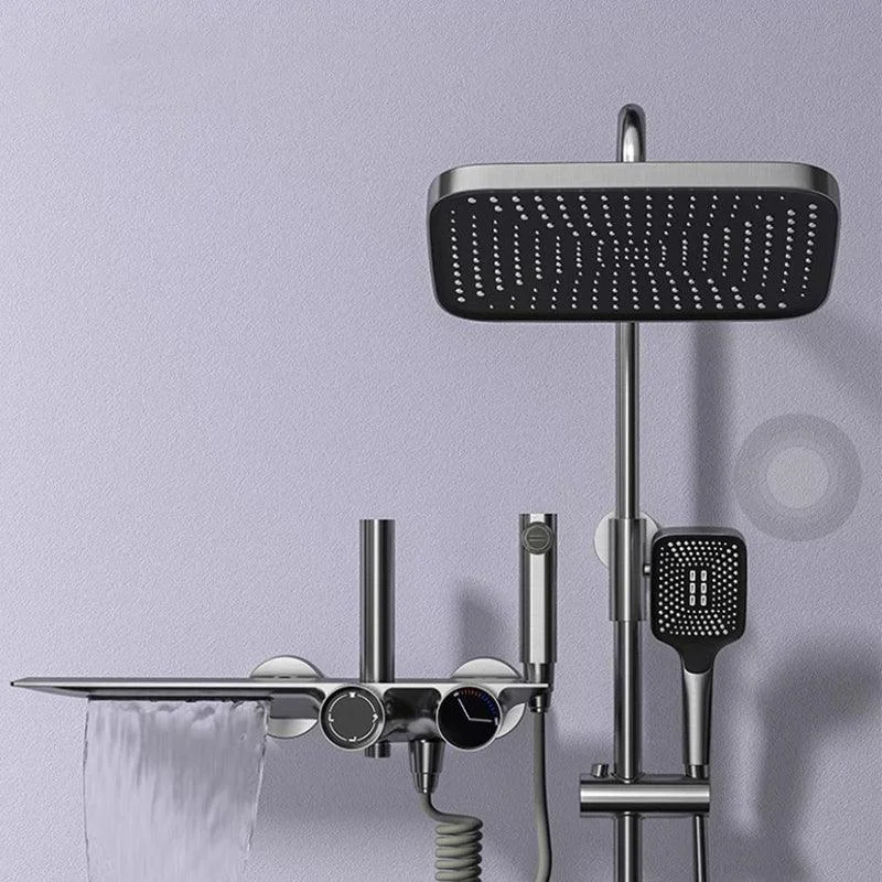 Modern Adjustable Water Flow Square Shower Tap Shower Hose Shower System on Wall -Bathlova