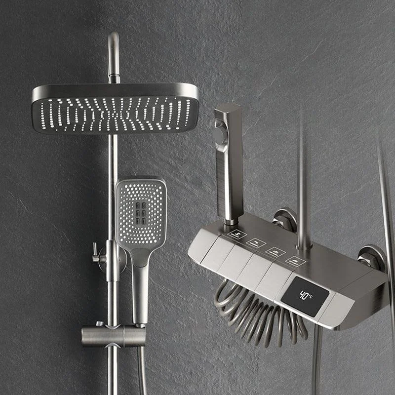 Modern Adjustable Water Flow Square Shower Tap Shower Hose Shower System on Wall -Bathlova