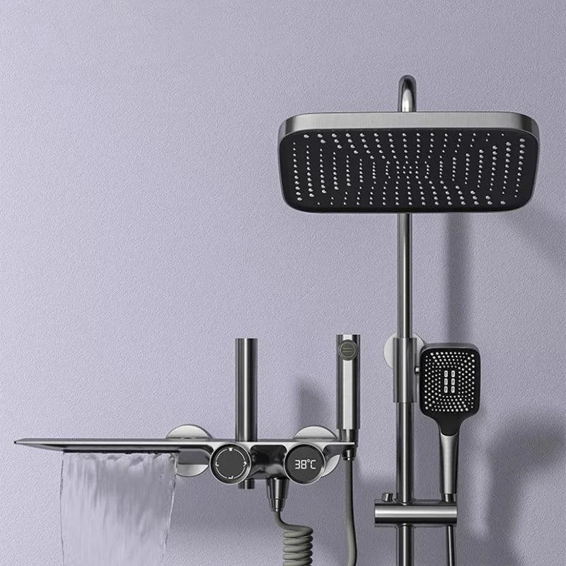 Modern Adjustable Water Flow Square Shower Tap Shower Hose Shower System on Wall -Bathlova