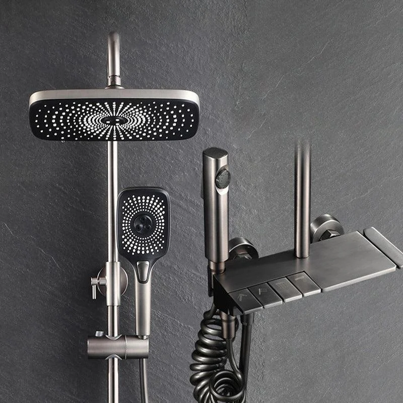 Modern Adjustable Water Flow Square Shower Tap Shower Hose Shower System on Wall -Bathlova