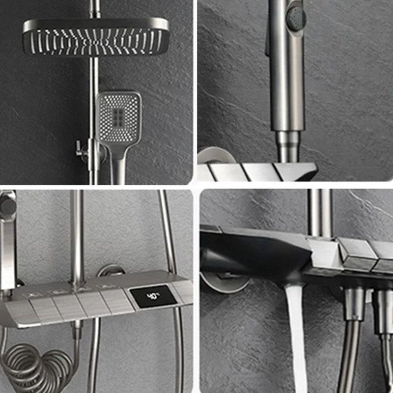 Modern Adjustable Water Flow Square Shower Tap Shower Hose Shower System on Wall -Bathlova