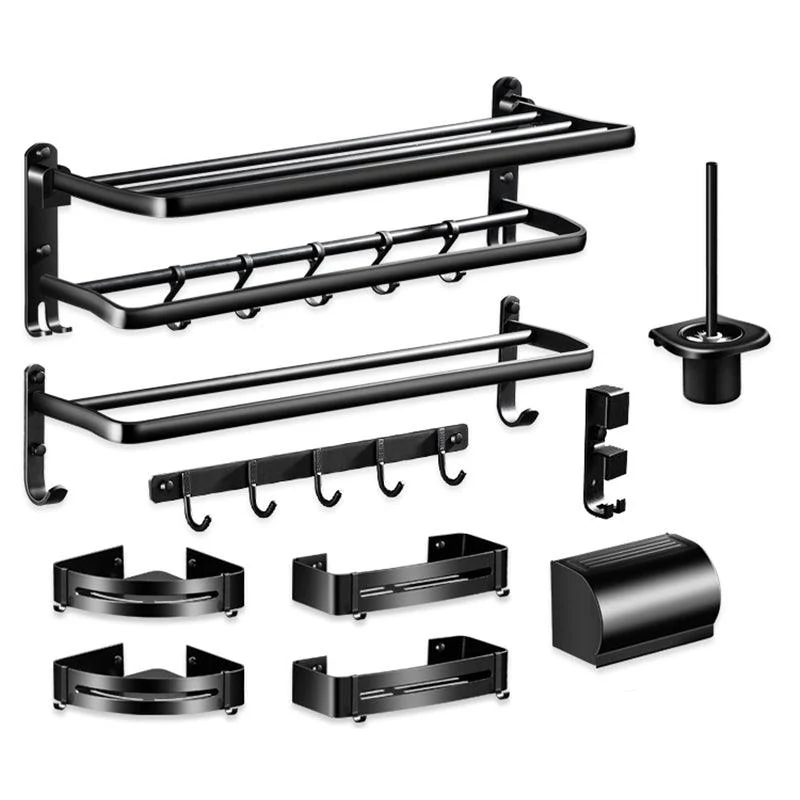 Modern Aluminum Bath Hardware Set Black Bathroom Accessory Kit -Bathlova