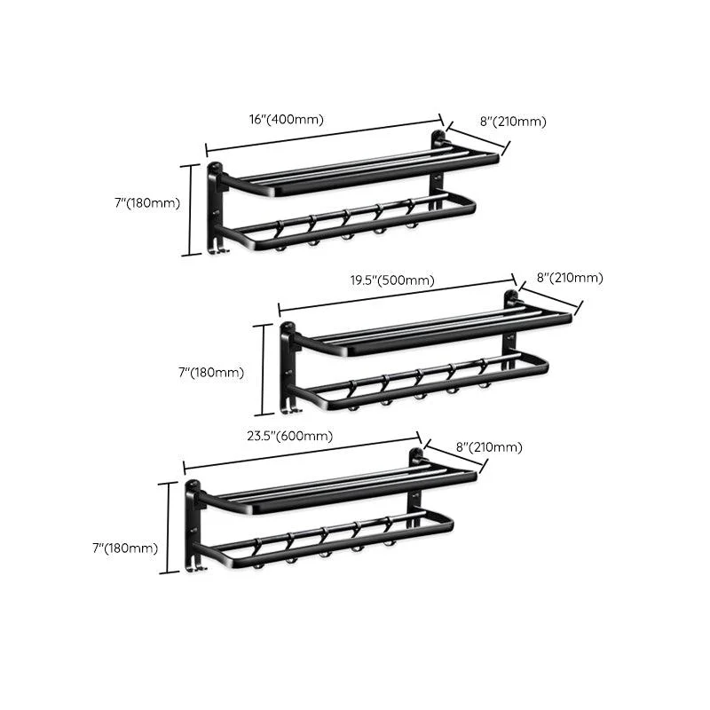 Modern Aluminum Bath Hardware Set Black Bathroom Accessory Kit -Bathlova