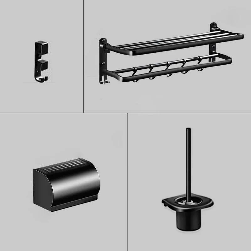 Modern Aluminum Bath Hardware Set Black Bathroom Accessory Kit -Bathlova