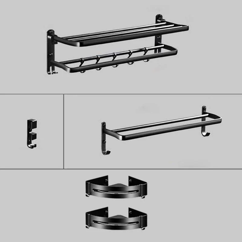 Modern Aluminum Bath Hardware Set Black Bathroom Accessory Kit -Bathlova