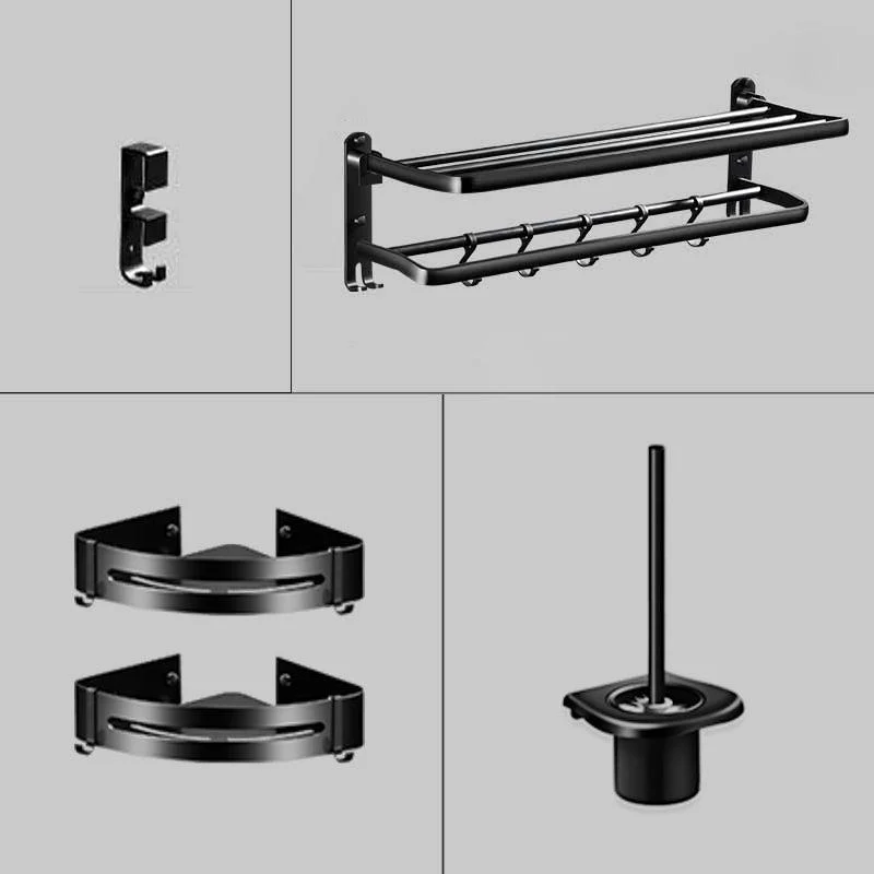 Modern Aluminum Bath Hardware Set Black Bathroom Accessory Kit -Bathlova