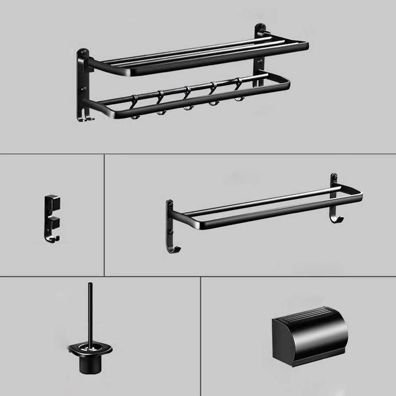 Modern Aluminum Bath Hardware Set Black Bathroom Accessory Kit -Bathlova