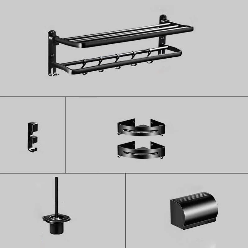 Modern Aluminum Bath Hardware Set Black Bathroom Accessory Kit -Bathlova