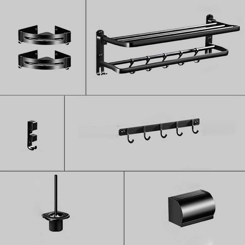 Modern Aluminum Bath Hardware Set Black Bathroom Accessory Kit -Bathlova