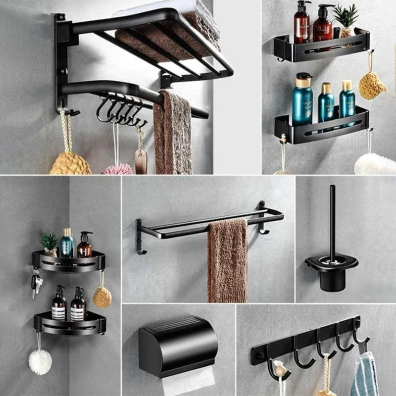 Modern Aluminum Bath Hardware Set Black Bathroom Accessory Kit -Bathlova