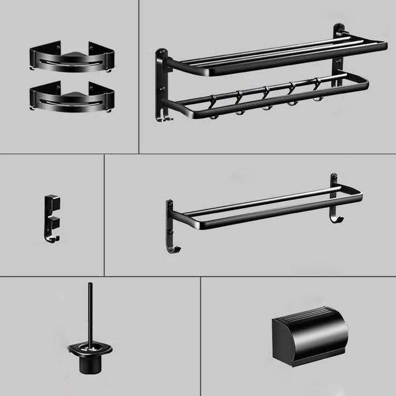 Modern Aluminum Bath Hardware Set Black Bathroom Accessory Kit -Bathlova