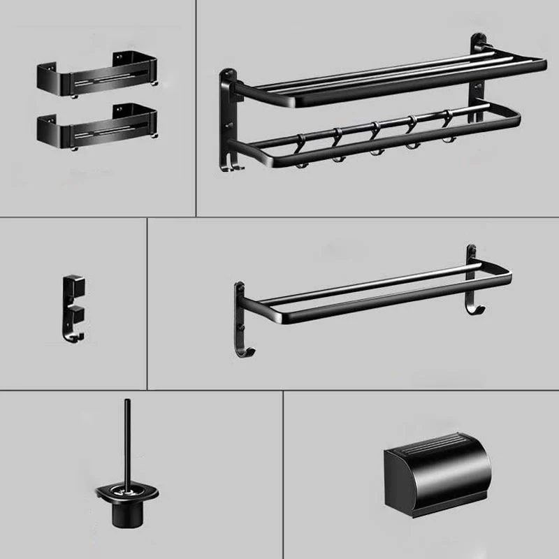 Modern Aluminum Bath Hardware Set Black Bathroom Accessory Kit -Bathlova