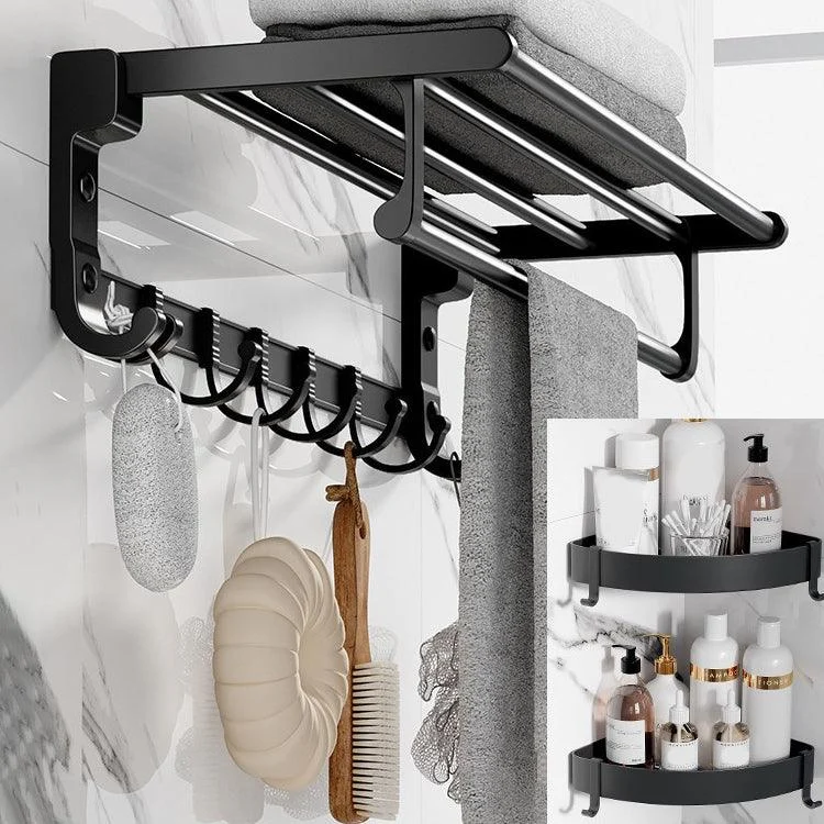 Modern Aluminum Bathroom Accessory Set Matte Black Bath Shelf/Towel Bar/Paper Holder -Bathlova