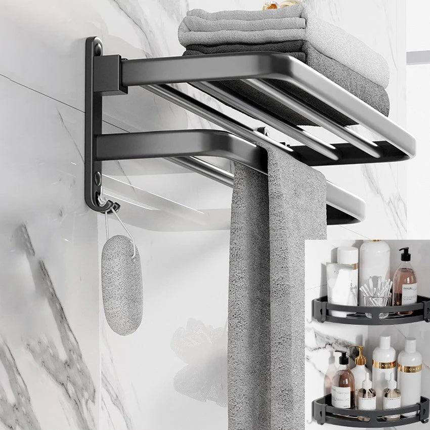 Modern Aluminum Bathroom Accessory Set Matte Black Bath Shelf/Towel Bar/Paper Holder -Bathlova