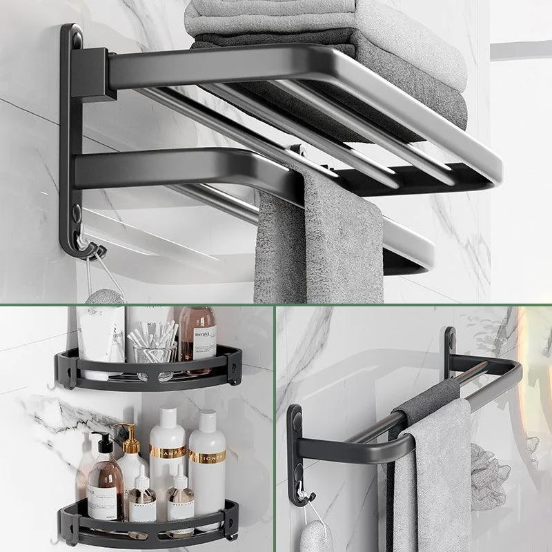 Modern Aluminum Bathroom Accessory Set Matte Black Bath Shelf/Towel Bar/Paper Holder -Bathlova