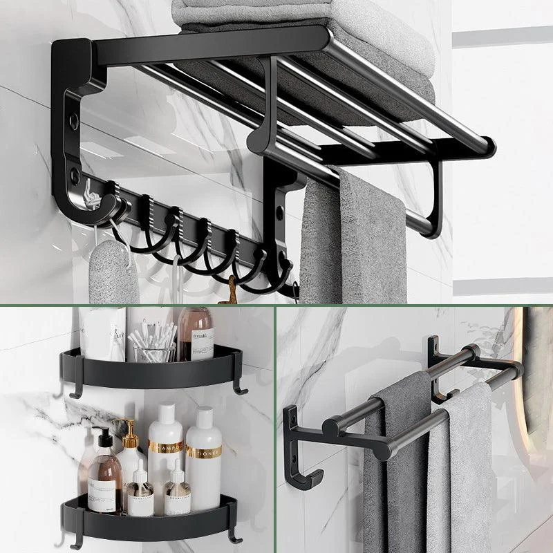 Modern Aluminum Bathroom Accessory Set Matte Black Bath Shelf/Towel Bar/Paper Holder -Bathlova