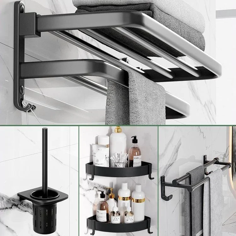 Modern Aluminum Bathroom Accessory Set Matte Black Bath Shelf/Towel Bar/Paper Holder -Bathlova