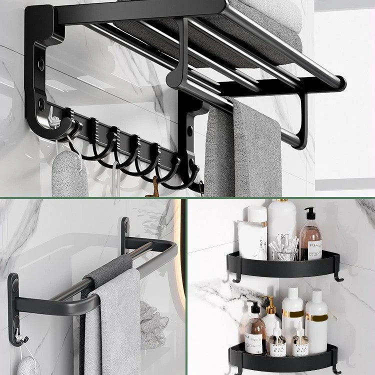 Modern Aluminum Bathroom Accessory Set Matte Black Bath Shelf/Towel Bar/Paper Holder -Bathlova