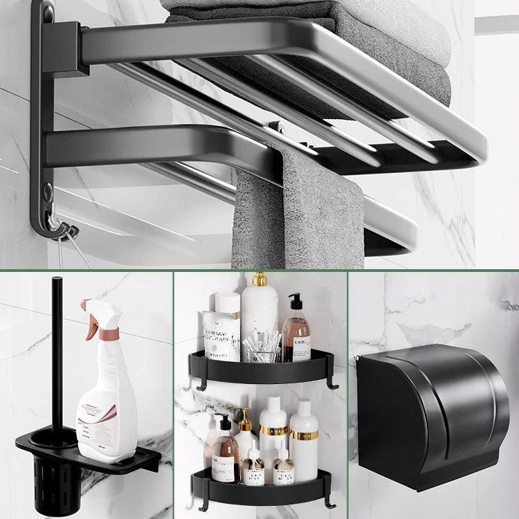 Modern Aluminum Bathroom Accessory Set Matte Black Bath Shelf/Towel Bar/Paper Holder -Bathlova