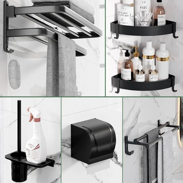 Modern Aluminum Bathroom Accessory Set Matte Black Bath Shelf/Towel Bar/Paper Holder -Bathlova