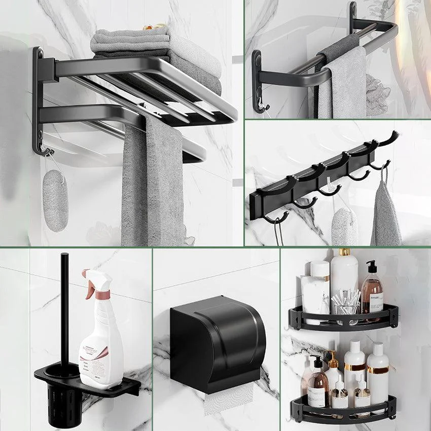 Modern Aluminum Bathroom Accessory Set Matte Black Bath Shelf/Towel Bar/Paper Holder -Bathlova