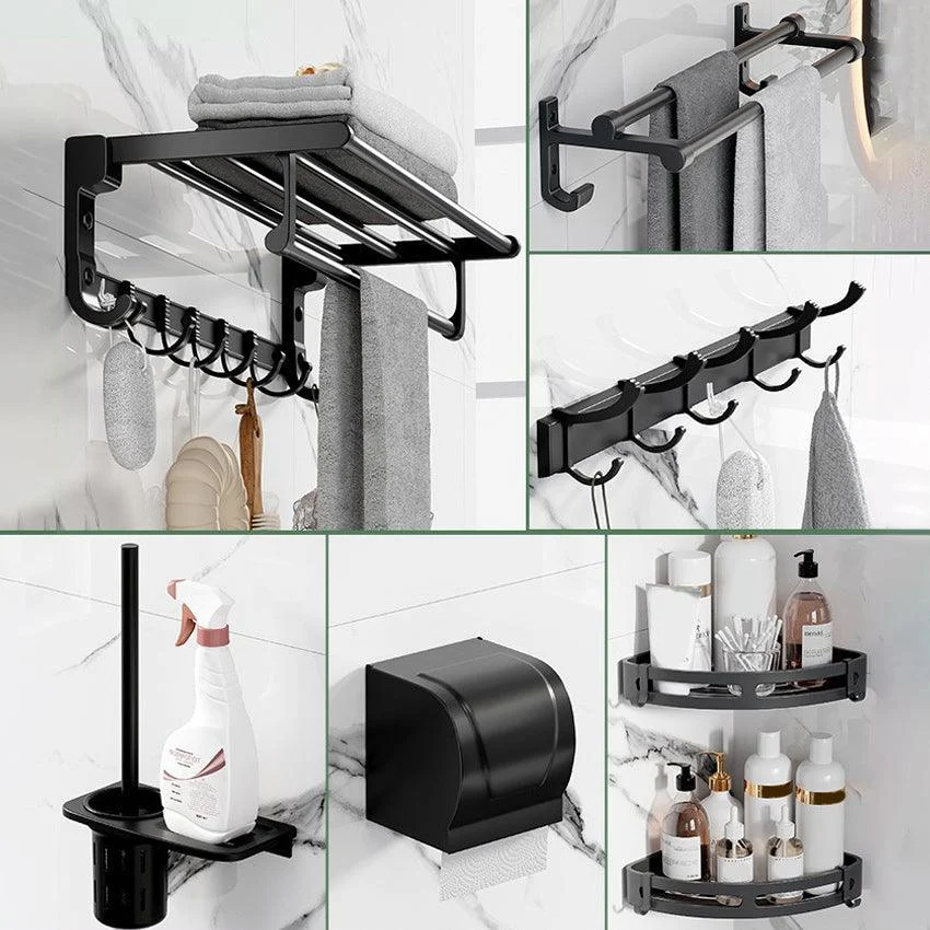 Modern Aluminum Bathroom Accessory Set Matte Black Bath Shelf/Towel Bar/Paper Holder -Bathlova