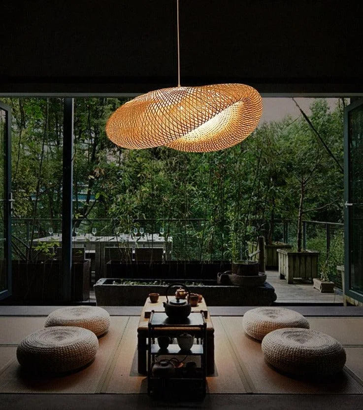 Modern Bamboo Woven Pendant Light -Bathlova