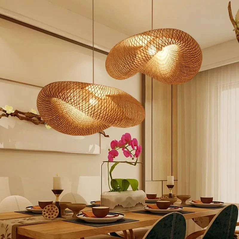 Modern Bamboo Woven Pendant Light -Bathlova