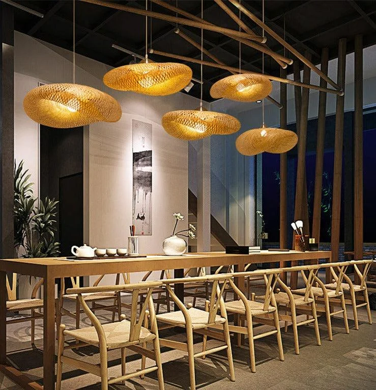 Modern Bamboo Woven Pendant Light -Bathlova