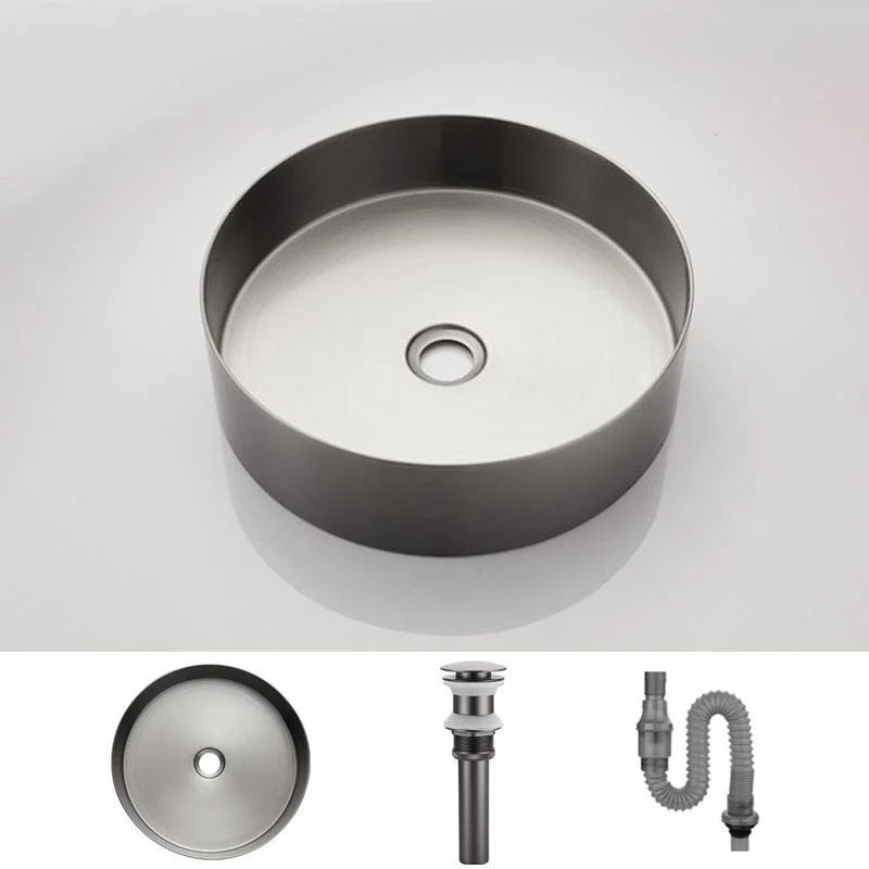 Modern Basin Sink Metal Round with Pop-Up Drain and Tap Vessel Bathroom Sink -Bathlova