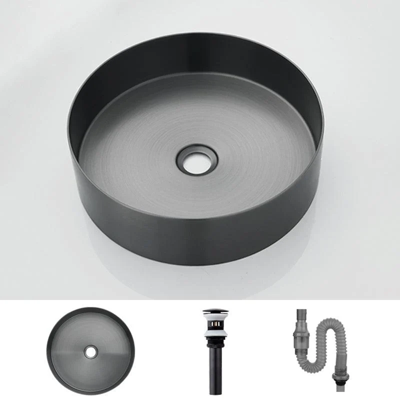 Modern Basin Sink Metal Round with Pop-Up Drain and Tap Vessel Bathroom Sink -Bathlova