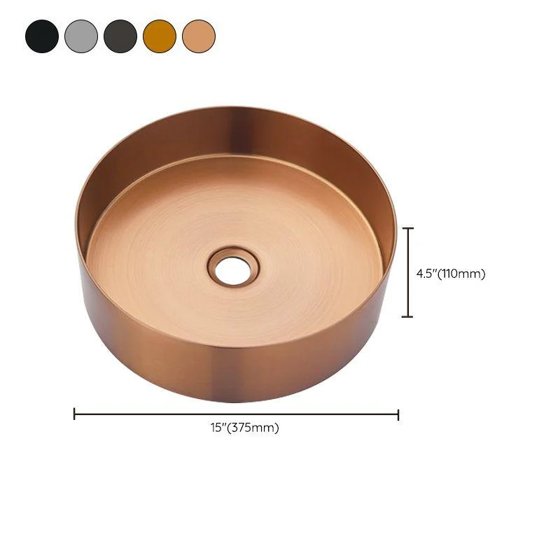 Modern Basin Sink Metal Round with Pop-Up Drain and Tap Vessel Bathroom Sink -Bathlova