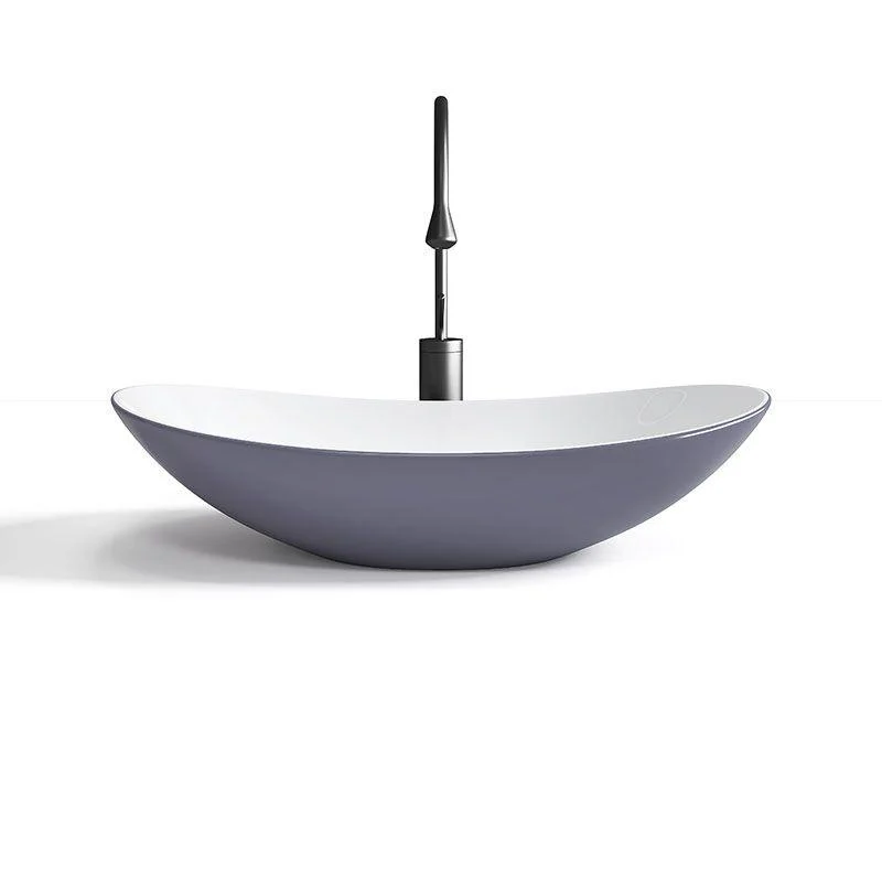 Modern Basin Sink Oval Porcelain with Pop-Up Drain Vessel Bathroom Sink -Bathlova