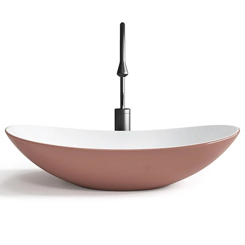 Modern Basin Sink Oval Porcelain with Pop-Up Drain Vessel Bathroom Sink -Bathlova