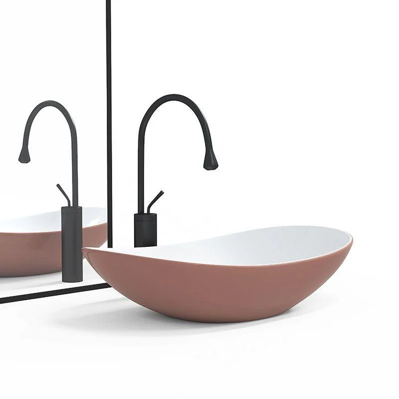 Modern Basin Sink Oval Porcelain with Pop-Up Drain Vessel Bathroom Sink -Bathlova