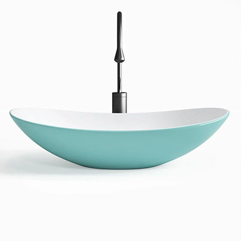 Modern Basin Sink Oval Porcelain with Pop-Up Drain Vessel Bathroom Sink -Bathlova