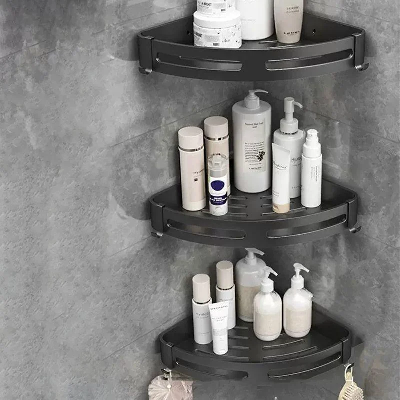 Modern Bath Hardware Set Bath Shelf Silver/Black Bathroom Accessory Kit -Bathlova